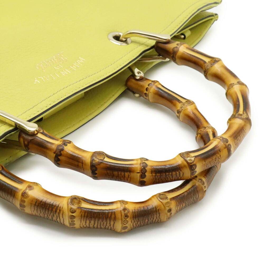 GUCCI Authentic Yellow Leather Bamboo Shoulder Bag - Picture 5 of 10